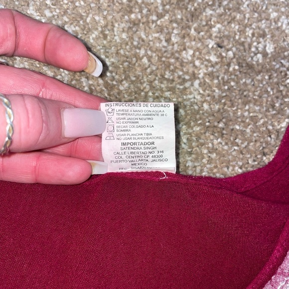 ASHA brand dress asymmetrical loose fitting dress maroon embroidered SZ LG - Picture 8 of 11